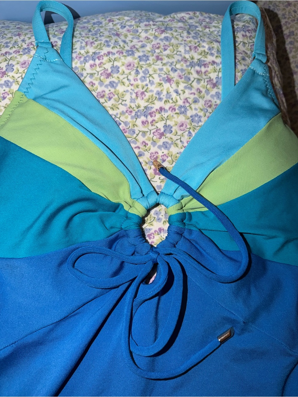 Robin Piccone Blue/Green Colorblock One-Piece Swimsuit !